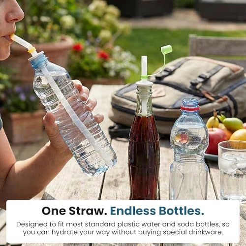 Jokari Sip and Seal Soda Straws for Bottled Beverages | 4-Pack Spill-Proof Drinking Straws, Flexible Seal, Flip Cap, Fits Most Plastic Water, Soda Bottles, Ideal, Outdoor Use - size: 4-Count