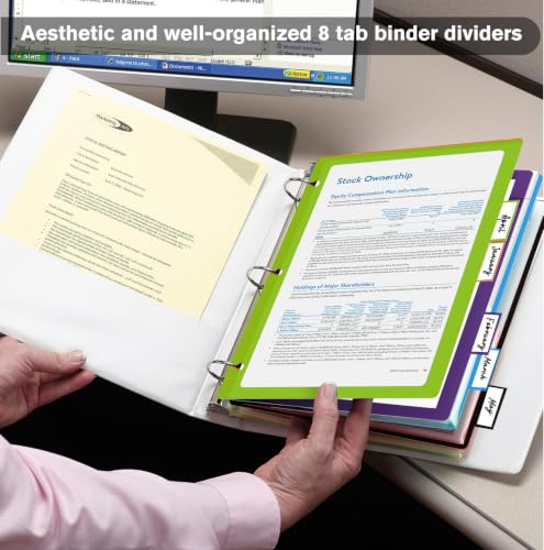 HABGP 16Pcs/2 Set 8 Tab Dividers for 3 Ring Binder, 16 Pcs Clear Color 3 Ring Binder Dividers with Tabs, Page Folder Dividers, Plastic Tabbed File Dividers with Tabs, Three Ring Binder Index Dividers - size: 2 set (16 pcs)