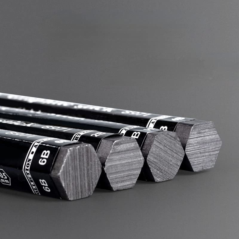 4Pcs Graphite Stick Set HB 2B 4B 6B Woodless Hexagonal Pencil Graphite Crayon for Adults Artist Sketching Drawing Shading Art Supplies