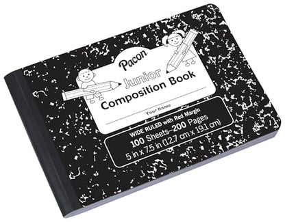 PACON PMMK37090 Pacon Junior Composition Book, 5 x 7-1/2 Inches, 3/8 Inch Ruled, 100 Sheets - size: 1 Count (Pack of 1)