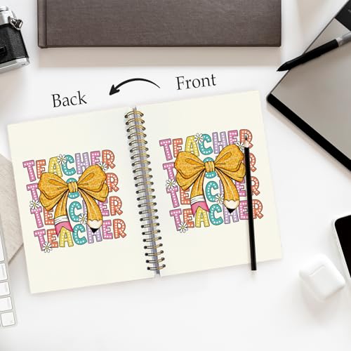 Teacher Notebook Journals, Teacher Appreciation Gifts for Women, Cute Bow Hardcover College Ruled Spiral Notebook Journal for Work Notes Journaling, 5.5x8.3 Inch - color: Bow
