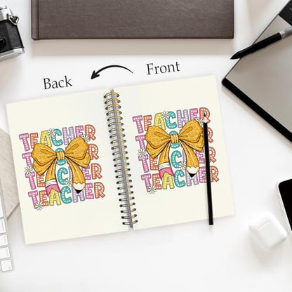 Teacher Notebook Journals, Teacher Appreciation Gifts for Women, Cute Bow Hardcover College Ruled Spiral Notebook Journal for Work Notes Journaling, 5.5x8.3 Inch - color: Bow