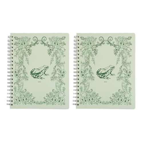 Pearhead Spiral Hardcover Notebook 8x10.5 – Frog Toile College-Ruled Writing Journal with 200 Lined Pages, Perforated Paper for School, Work & Notes (Pack of 2) - color: Green Frog Spiral Notebook, 2-Pack