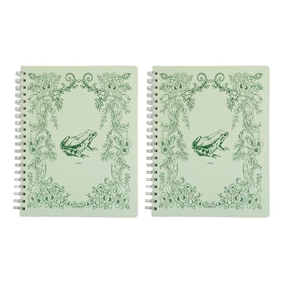 Pearhead Spiral Hardcover Notebook 8x10.5 – Frog Toile College-Ruled Writing Journal with 200 Lined Pages, Perforated Paper for School, Work & Notes (Pack of 2) - color: Green Frog Spiral Notebook, 2-Pack