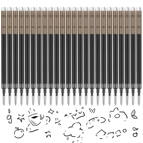 0.7 mm Erasable Gel Ink Pen Refills Compatible with Frixion Friction, Smooth Writing Multicolor Retractable Fine Point Pen Refill for School Office Home Art (Black, 24) - style: Black
