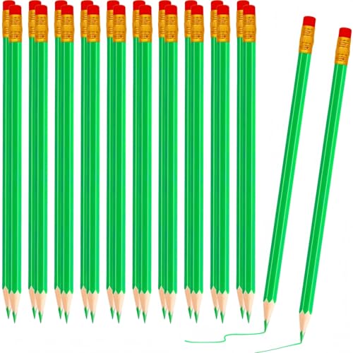 24 Pcs Erasable Checking Pencils, Pre-Sharpened, for Marking, Coloring, Tests, Grading, Office, (Green) - color: Green