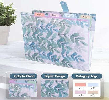 Forest Series Expanding File Folder Stylish Funky Cute Retro Document Organizer with Natural Scenes for Students,Teachers & Freelancers - Green Jungle - color: Nature/Green Jungle
