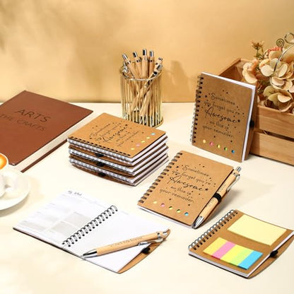 10 Sets Inspirational Notebooks Bulk Back to School Spiral Notebook with Notepad and Bamboo Pen Team Appreciation Gift for Office Teacher Employee Social Worker Student (Sometimes You Forget) - style: Sometimes You Forget