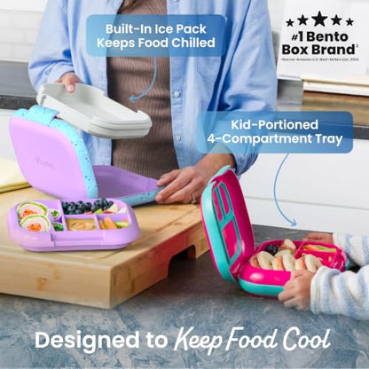 Bentgo Chill Kids Leakproof Lunch Box - 4-Compartment Bento Box with Built-In Ice Pack, 3.3 Cup Capacity, BPA-Free, Microwave & Dishwasher Safe Tray, Ages 3–7 (Vivid Orchid) - color: Confetti Edition - Vivid Orchid