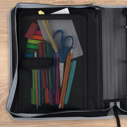 Five Star Zipper Binder 2 Inch O-Rings Case Organiser with Multi-Access and 5-Tab Expanding File Folder, 850 Sheet Capacity, Crimson Fade (290010K) - color: Crimson Fade, size: 2 Inch