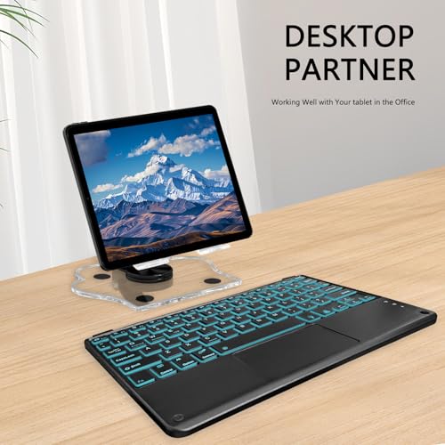 for Bluetooth Keyboard Touchpad Built, Cute Tablet Stand Adjustable & Foldable, Wireless Rechargeable Bluetooth for iPad, iPad Pro/Mini/Air, Samsung Xiaomi Tablets, etc - Black - color: D-Touchpad Backlight Keyboard-Black
