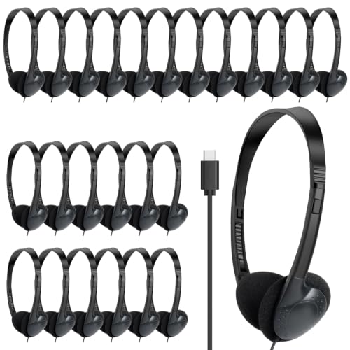 USB C Headphones Bulk 30 Pack for Classroom School Kids,USB Type C | Headphones Class set for Student Children Compatible with Pad Smartphones Tablet Chromebooks Laptops Testing (Black) - color: Black, size: 30 Pack