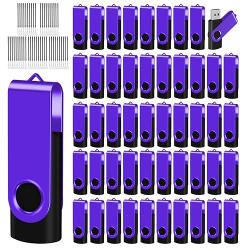 2GB 50-Pack USB Flash Drives Bulk EASTBULL USB 2.0 Thumb Drive,Purple | Swivel Pen Drive with Lanyards for Data Storage 2GB 50 Packs Bulk Thumb Drives, Purple - color: 50PCS-Purple, size: 2GB