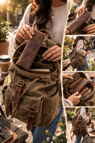 Leather Pen Pencil Case, Zip Pouch, Accessories holder, Stationery Bag, Classic Handmade Design (Vintage Brown)