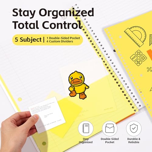 Comix 3 Subject Notebook with 3 Divider, 8.5" x 11" letter size, 150 Sheets College Ruled Notebook with Plastic Cover for Office/School/Home, White - color: White