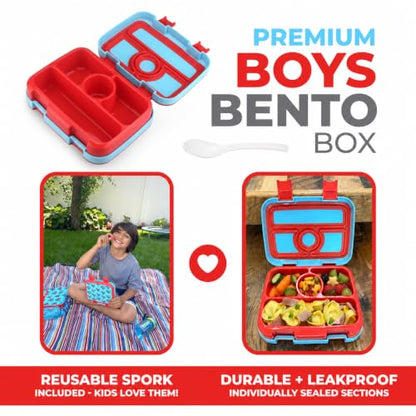 kinsho Lunch Box for Kids Toddlers Boys, BPA Free Bento, Removable Tray, Pre-School Kid Daycare Lunches Snack Container Ages 3 to 5, Cute Baby Blue Shark - color: Shark Bento