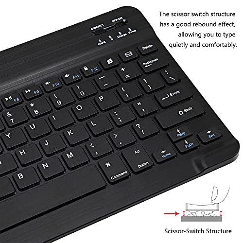 Ultra-Slim Bluetooth Keyboard and Mouse Combo Rechargeable Portable Wireless Keyboard Mouse Set for Apple iPad iPhone iPadOS/iOS 13 and Above Samsung Tablet Phone Smartphone Android (Black)