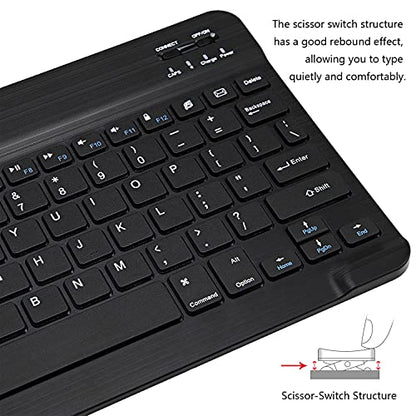 Ultra-Slim Bluetooth Keyboard and Mouse Combo Rechargeable Portable Wireless Keyboard Mouse Set for Apple iPad iPhone iPadOS/iOS 13 and Above Samsung Tablet Phone Smartphone Android (Black)