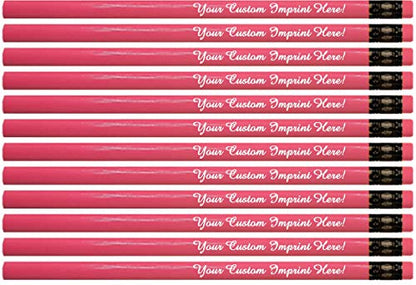 Express Pencils™ Personalized Pencils Round Neon Colors Custom Imprinted with your Name - Text - Logo - Message- 12 pkg - ** Includes Personalization ** Great Gift Idea (Neon Pink) - color: Neon Pink
