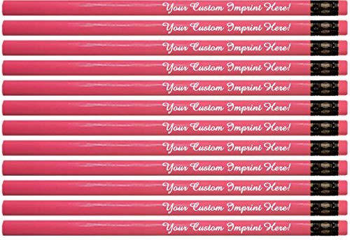 Express Pencils™ Personalized Pencils Round Neon Colors Custom Imprinted with your Name - Text - Logo - Message- 12 pkg - ** Includes Personalization ** Great Gift Idea (Neon Pink) - color: Neon Pink