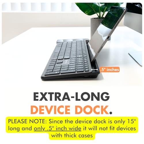 X9 Wireless Keyboard with Phone Holder - Full Size Bluetooth Keyboard with Number Pad, Backlit Wireless Keyboard, Multi-Device for iPad, Tablet, PC, Mac, iPhone, Android - Gray - color: Gray