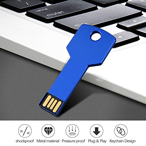 RAOYI 10 Pack 2GB USB Flash Drive USB 2.0 Metal Key Shape Memory Stick Thumb Drive Pen Drive-Blue - color: Blue, size: 2GB