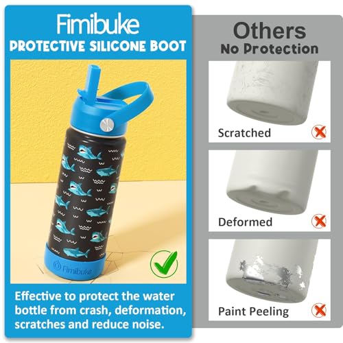Fimibuke Kids Insulated Water Bottle, 18oz BPA FREE 18/8 Stainless Steel Kid Cup with Straw Travel Tumbler Double Wall Vacuum Leak Proof Toddler Water Bottle for School Boy Girl(1 Pack,White Dinosaur) - color: A12. White Dinosaur