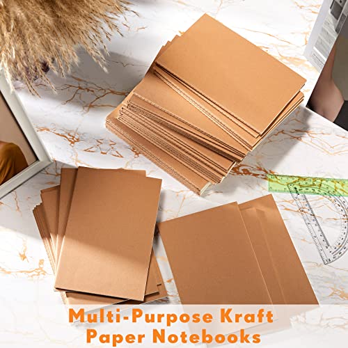 Mimorou 100 Pcs Journals Notebooks Bulk - Kraft Softcover A5 Small Notebooks 5.5 Inch x 8.3 Inch Notepads with 60 Page 30 Sheet for Writing Sketch Travel Office Supplies(Brown,Unlined) - color: Brown, style: Unlined