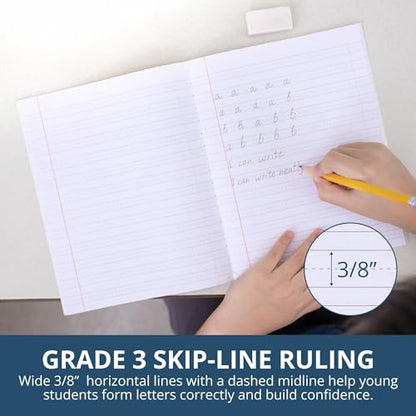 Roaring Spring Paper Products Composition Book, Grade 3 Ruled, 50 Sheets, 9-3/4 x 7-3/4 Inches, Red (ROA77922) - color: Red (Grade 3), size: 9.75" x 7.75" 50 Sheets (Pack of 1)