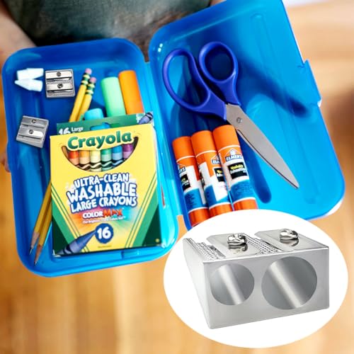 8 Pcs Metal Handheld Manual Pencil Sharpeners with Double Holes, Manual Pencil Sharpener with Double Holes，Sharp Steel Blades for Colored Pencils & Crayons, Non-Slip Gri