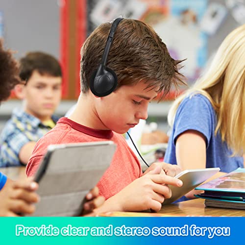 Frienda 48 Pack Classroom Headphones Bulk, Wired School Headsets for Students, Stereo Headphones with 3.5 mm Plug for Classroom, Online Learning, Library(Classic,Black) - color: Black, style: Classic
