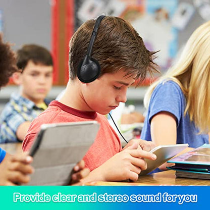 Frienda 48 Pack Classroom Headphones Bulk, Wired School Headsets for Students, Stereo Headphones with 3.5 mm Plug for Classroom, Online Learning, Library(Classic,Black) - color: Black, style: Classic
