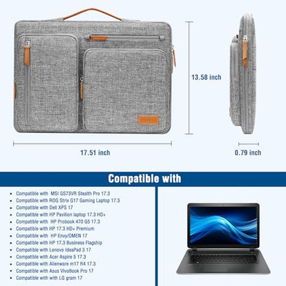 MOSISO 360 Protective Laptop Case 17.3 inch, 17-17.3 inch Laptop Sleeve | Compatible with Dell HP Lenovo Asus Acer Alienware, Side Open Carrying Case with 4 Zipper Pockets, Gray - color: Gray, size: 17.3 inch