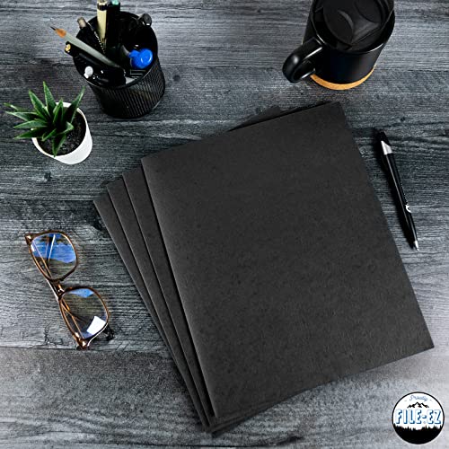 FILE-EZ Two-Pocket Folders, Black, 125-Pack, Textured Paper, Letter Size (EZ-32405) - color: Black, size: 125 Folders