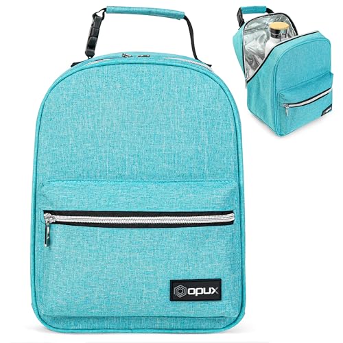 opux Insulated Lunch Box for Kids & Adults, Leakproof Reusable Lunch Bag for Work School Office, Soft Cooler Lunchbox for Girls Boys Women Men with Clip-On Buckle & Front Pocket, Sea Blue - color: Sea Blue