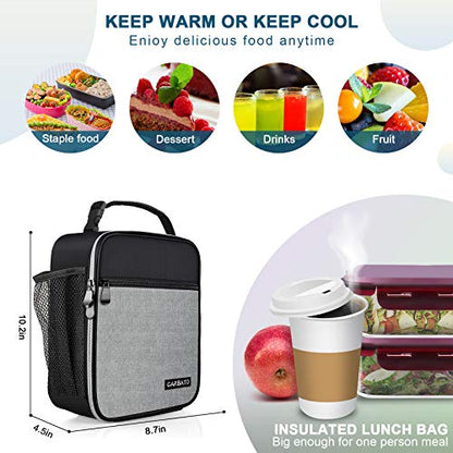 Lunch Bag, Durable Insulated Lunch Box Reusable Adults Tote Bag Lunch Bag for Men, Women, Adults (Black Gray) - color: Black Gray