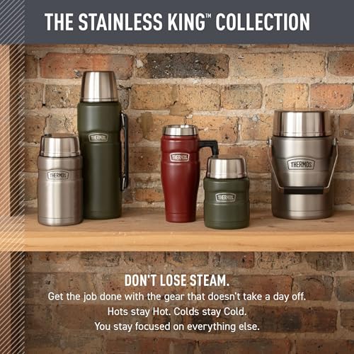 THERMOS Stainless King Vacuum-Insulated Food Jar with Spoon, 16 Ounce, Matte Army Green - color: Matte Army Green, size: 16 Ounce