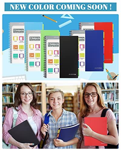 5 Subject Notebook - Spiral Notebook, Green and Blue College Ruled Notebook With Dividers Pocket, Tabs, 11" Ruler, 200 Pages