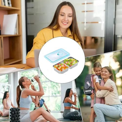 Snack Containers Reusable, Stainless Steel Double Compartment, Dishwasher- Reusable Condiment Containers with Lids 8 PCS - color: 8 PCS