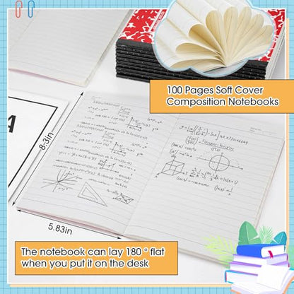 Fainne 150 Pack A5 Composition Notebooks Bulk Marble Cover Composition Notebooks College Notebook Wide Ruled Notebook for Students Classroom Office School Supplies (4 Color) - color: 4 Color