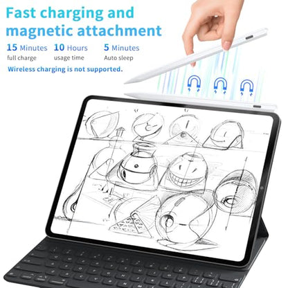Stylus Pen for iPad 2025-2018 Faster Charge Apple Pencil with Tilt Sensitivity & Palm Rejection & Magnetic Compatible iPad 11/10/9/8/7/6, Pad Air 3/4/5, Pro 12.9"/11", Mini 6/5, M2/M4 White - color: White