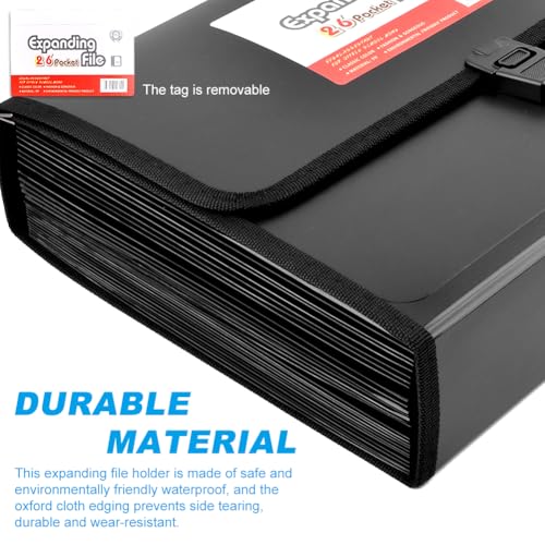 26 Pockets Accordion File Organizer with Lock & Handle, Waterproof Expanding File Folder with Labels, for Letter A4 Bills Receipts Home Office School