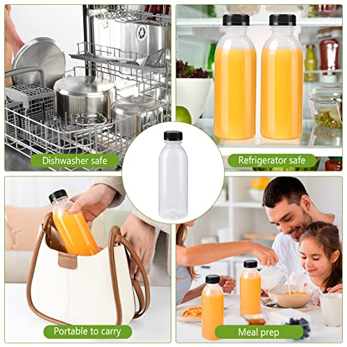 zmybcpack 12 Pack 8oz PP Plastic Juice Bottles With Caps Dishwasher Safe | Plastic Smoothie Bottles Heat-Resistant, Reusable Bulk Beverage Containers with lids for Juice, Beverage - size: 8oz 12pack