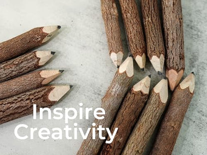BSIRI Black 3 Inch Wood of 12 in Pack Tree Bark Pencil Favors in Wooden Rustic Twig Pencils Unique Camping Gifts Decorations Party Supplies Novelty Gifts Natural Kid - style: 3 Inch long