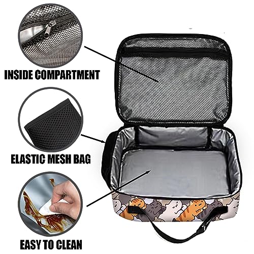 Cat Lunch Bag Reusable Insulated Lunch Box Keep Food Cooler Thermal Lunch Tote for Women Men - color: Cat