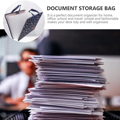 TEHAUX File Folder with Handle 13-Pocket Expanding File Organizer Waterproof Oxford Document Storage Bag for A4 Papers Receipts Cards Vouchers Home Office School Travel