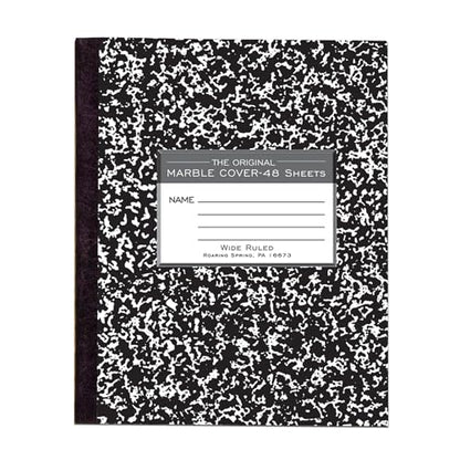 ROARING SPRING Flexible Cover Composition Notebook, Black Marble, Wide Ruled w/Margin, 48 Sheets (96 Pages), 8.5" × 7", Center-Sewn, Made in USA - size: 8.5" x 7" 48 Sheets (Pack of 1), style: 1 Book