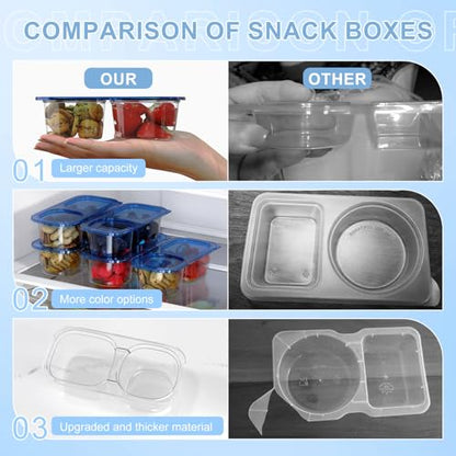 Snack Pack Containers for Kids, 10 Pack Reusable Snack Containers with Lids, 2 Compartment Small Bento Snack Box, BPA-Free, Lunchbox Accessories for Travel - color: 10 Pack Navy Blue