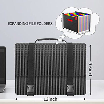 Expanding File Folders,25 Pockets Accordion File Organizer,Expandable Filing Folder with Handle,Portable File Box for Receipt,Bill,Paper,A4/Letter Size,2 Adjustable Straps,Diamond - style: Diamond Style