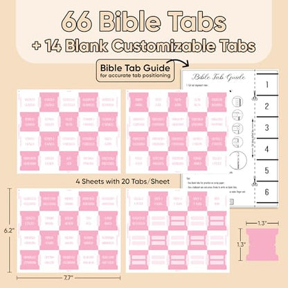 EssexWares - Pink and White Checkerboard Bible Tabs for Old and New Testament, 80 Large Print Tabs for Bible Study, Water-Resistant and Durable Index Tabs for Women and Men - 1.7" Wide - color: Pink and White Checkerboard